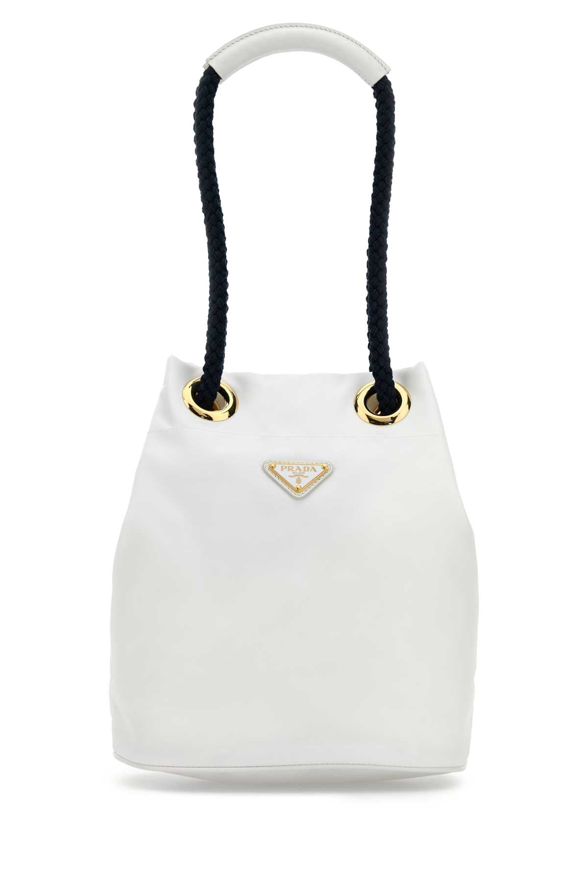White Re-Nylon Prada Mariner Bucket Bag Bianco+baltico Recycledpolyamide-calfleather Borse A Secchiello