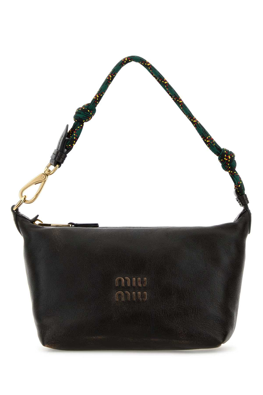 Miu Miu Exterior: 100% Nappa leather; Lining: 100% Fabric; Finishing: Golden metal shoulder bag in black