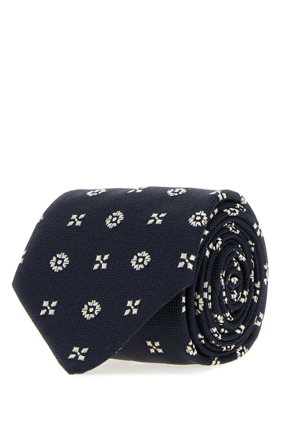 Embroidered Jacquard Tie Navyivory Exterior: Silk Lining: Cravatte E Papillon