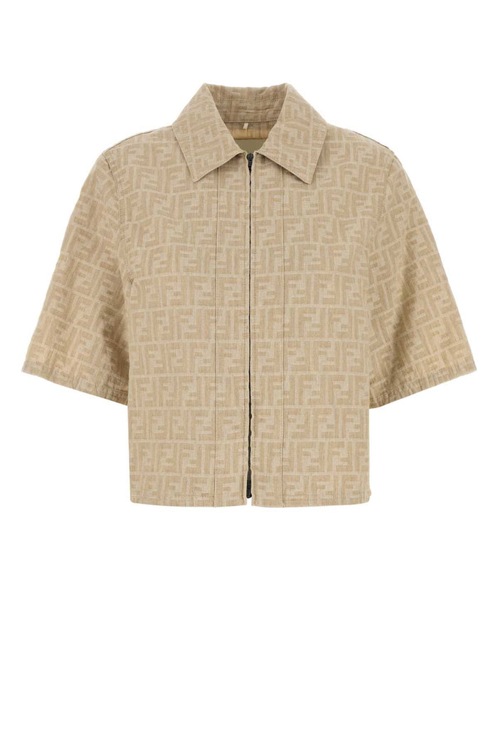 Embroidered Denim Shirt Raffia-25 Exterior: Linen Cotton Camicie