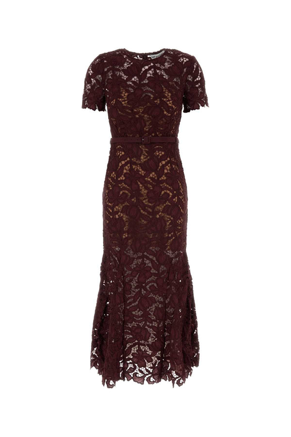 Self-Portrait Lace Exterior: 100% Polyester dress in burgundy