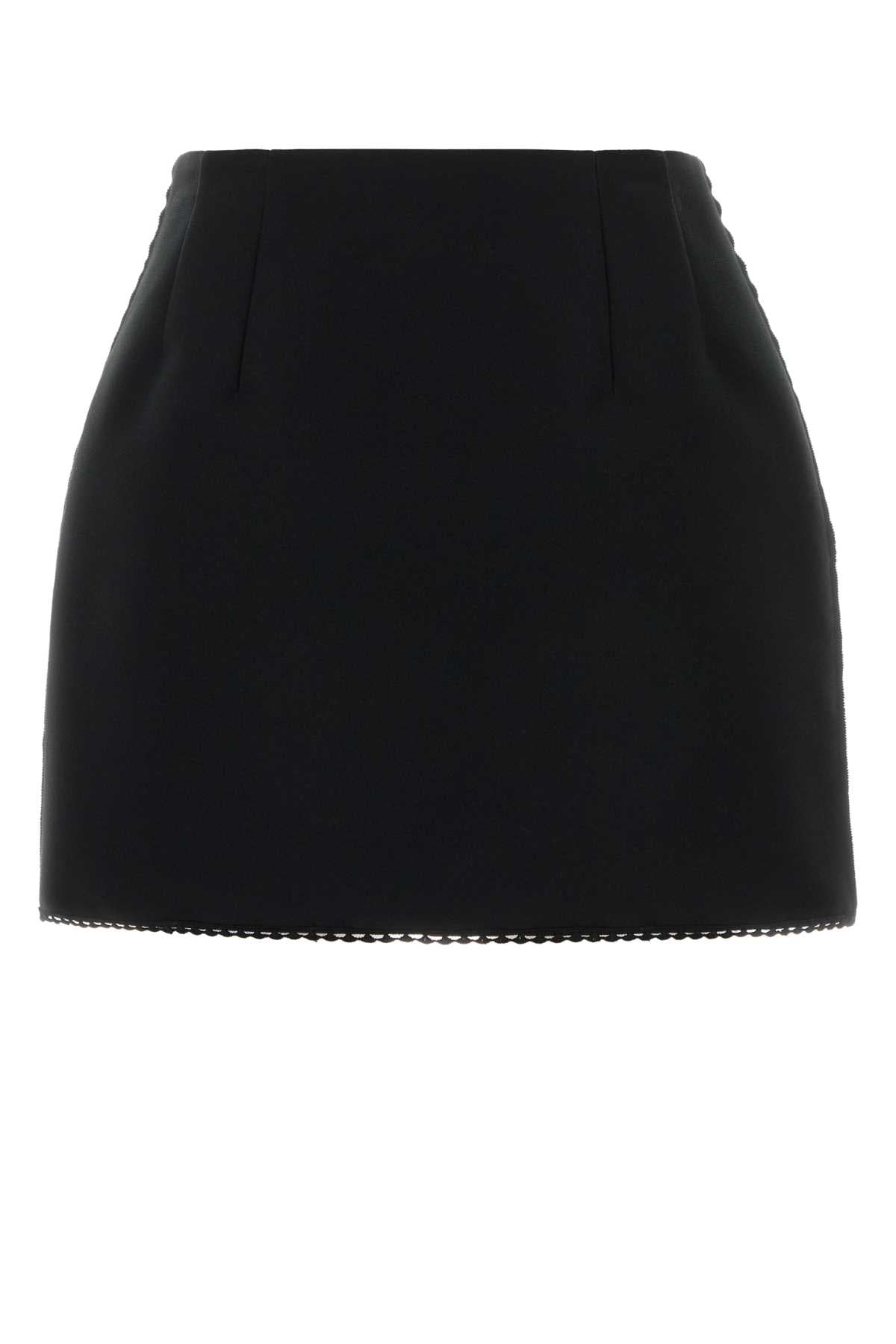 Black Polyester Blend Mini Skirt Nero Exterior: Silk Gonne