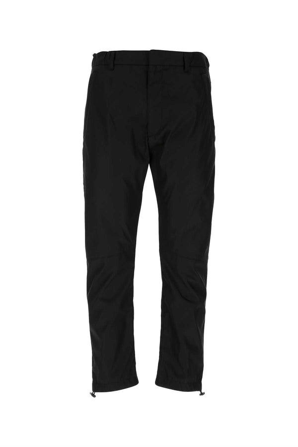 Prada 100% recycled polyamide trousers in black