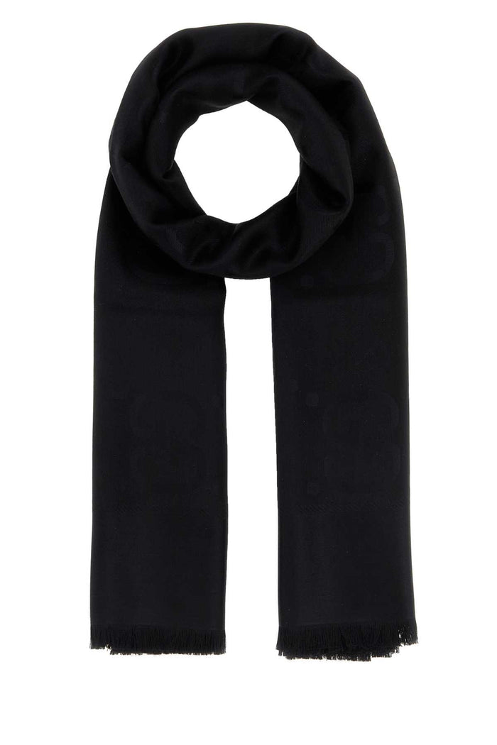Black Silk Blend Scarf Blackblackblack Exterior: Wool Sciarpe E Foulard