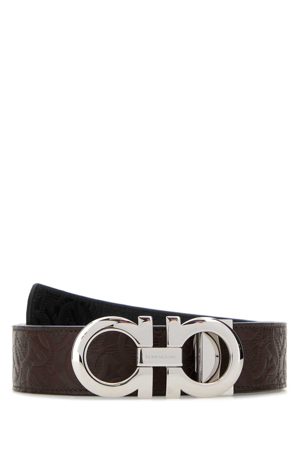 Brown Leather Reversible Belt Tabacconero Cinture