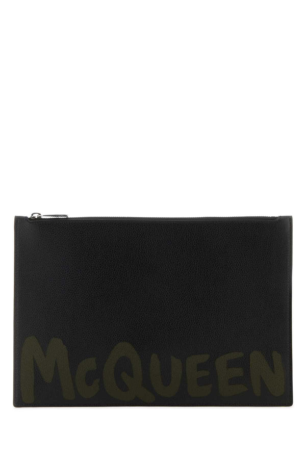 Alexander McQueen Case Exterior: 100% Leather; Lining: 100% Fabric clutch in black
