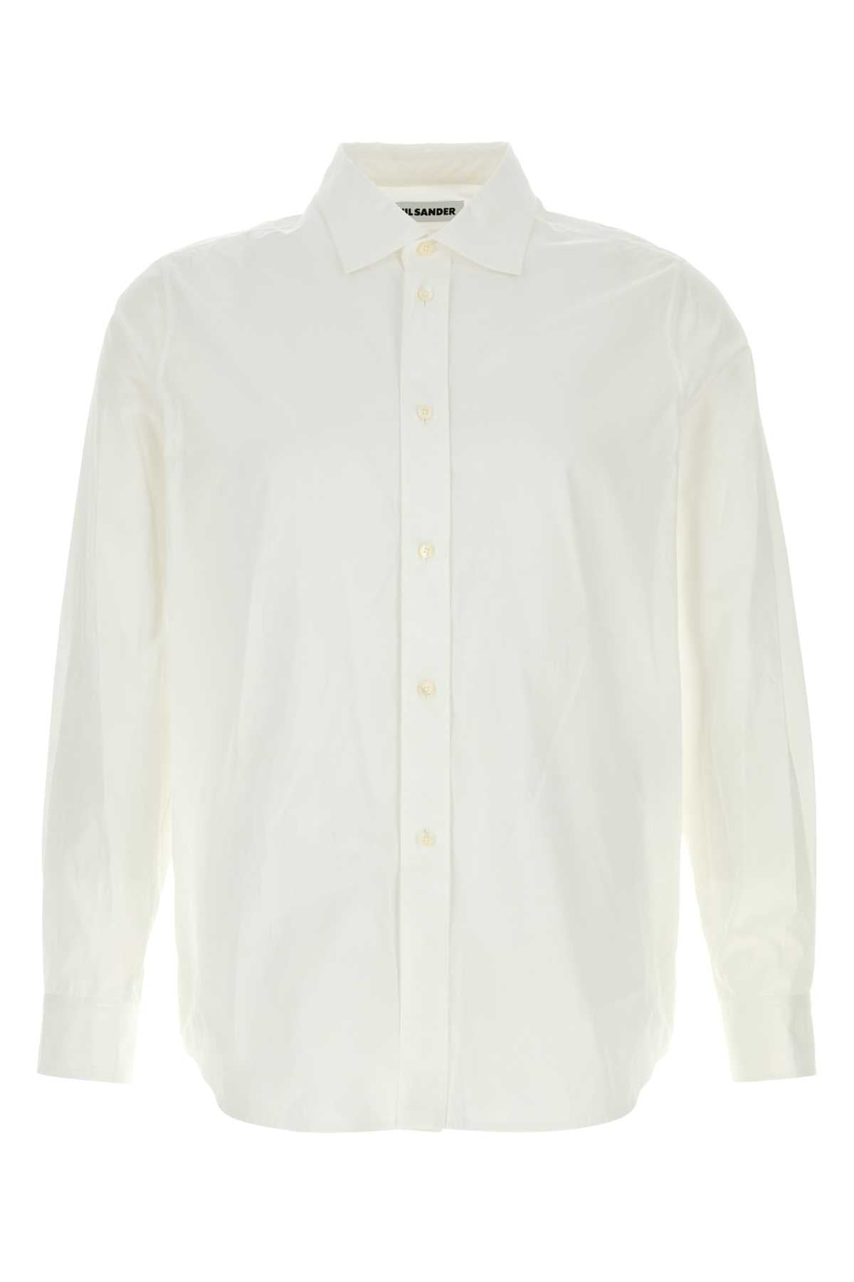 Jil Sander Men's Organic Cotton Zip-Front Shirt — White