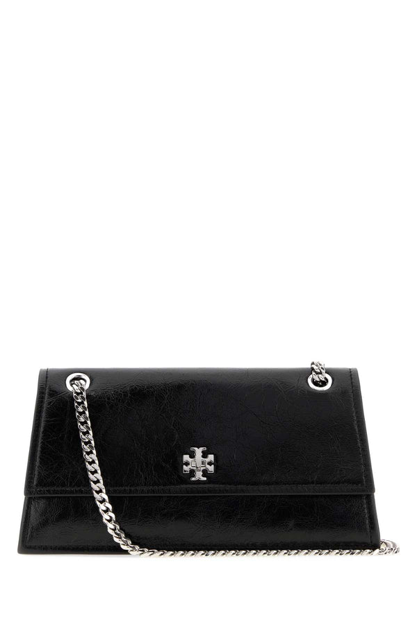 Tory Burch Turnlock Exterior: 100% Nappa leather; Lining: 100% Cotton; Finishing: Silver metal shoulder bag in black