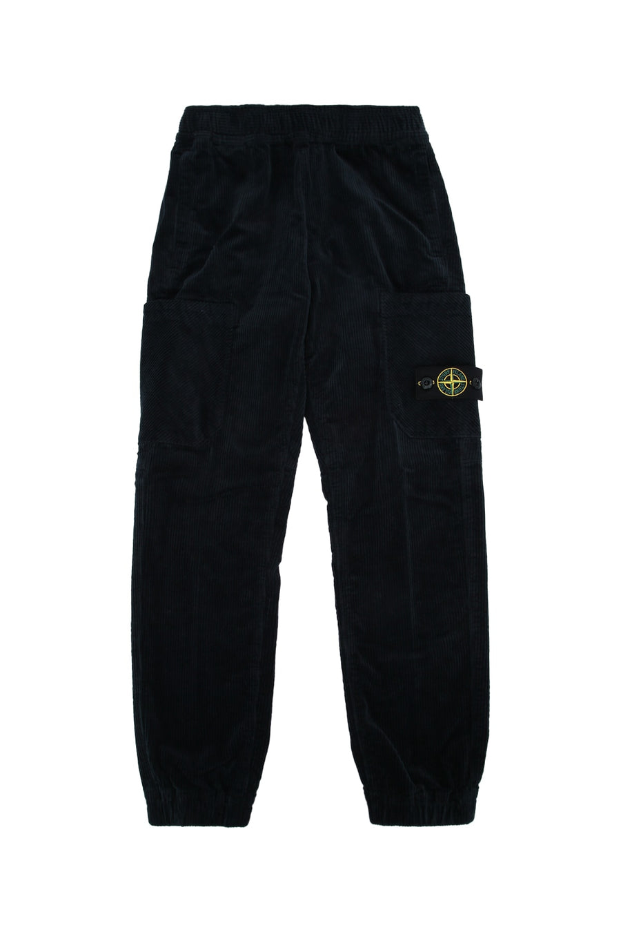 Stone Island Kids 75% Cotton cargo pants in navy