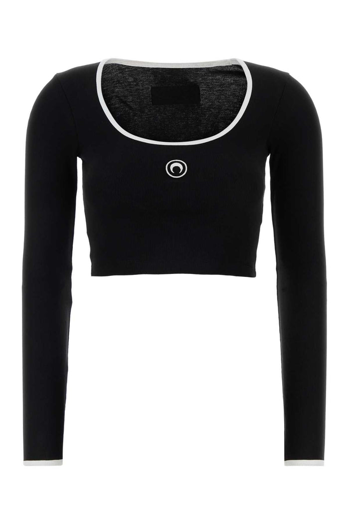 Black Cotton T-Shirt Bk96blackwhite Exterior