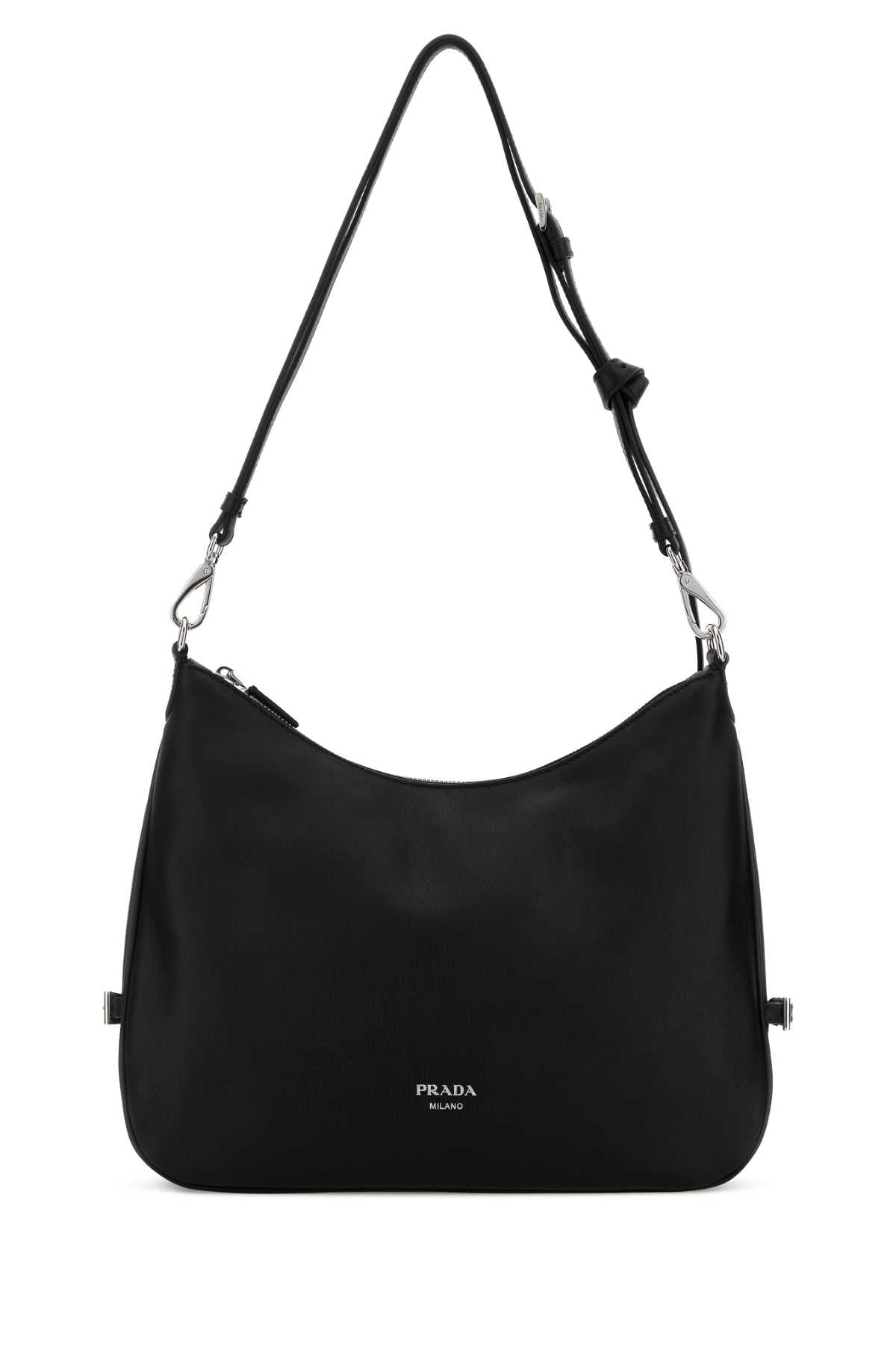 Black Leather Large Prada Fold Shopping Bag Nero Borse A Mano