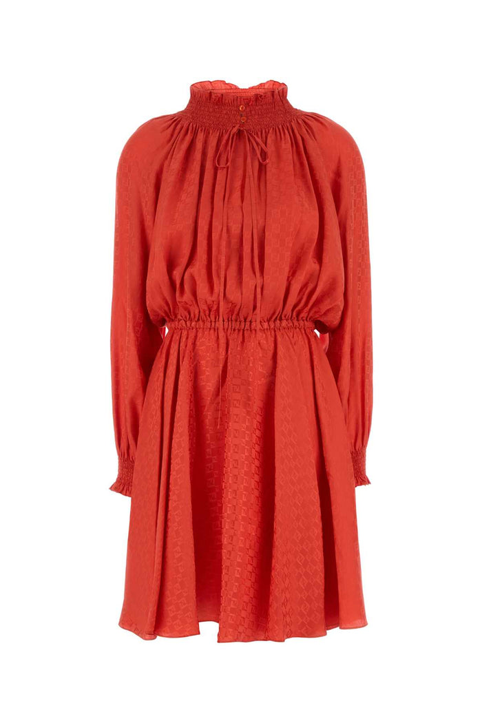Coral Silk Mini Dress Bitter-25 Exterior: Abiti
