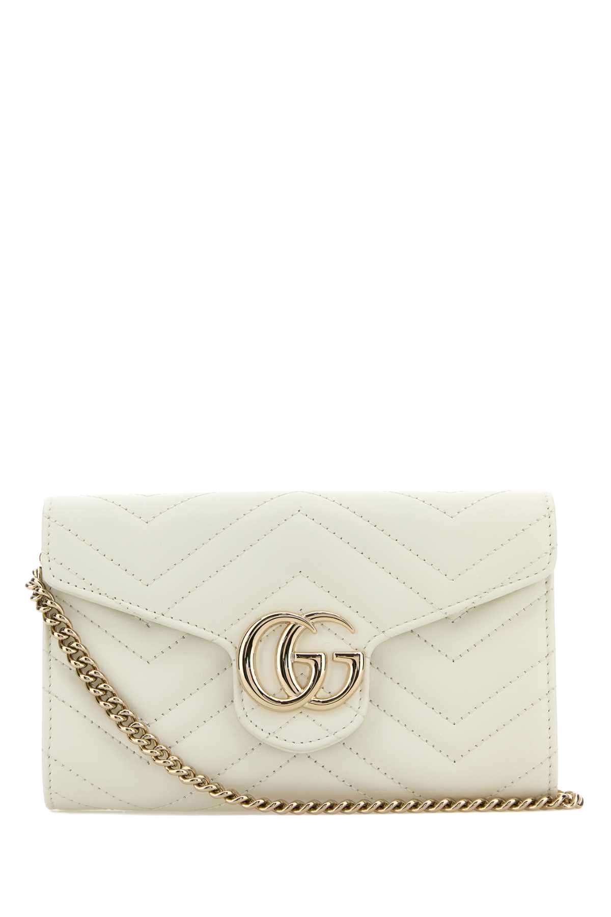 White Leather Gg Marmont Wallet Calf Skin Portafogli