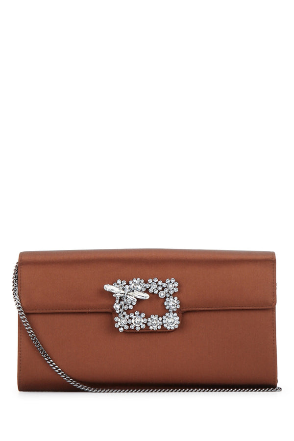 Roger Vivier Satin clutch in brown