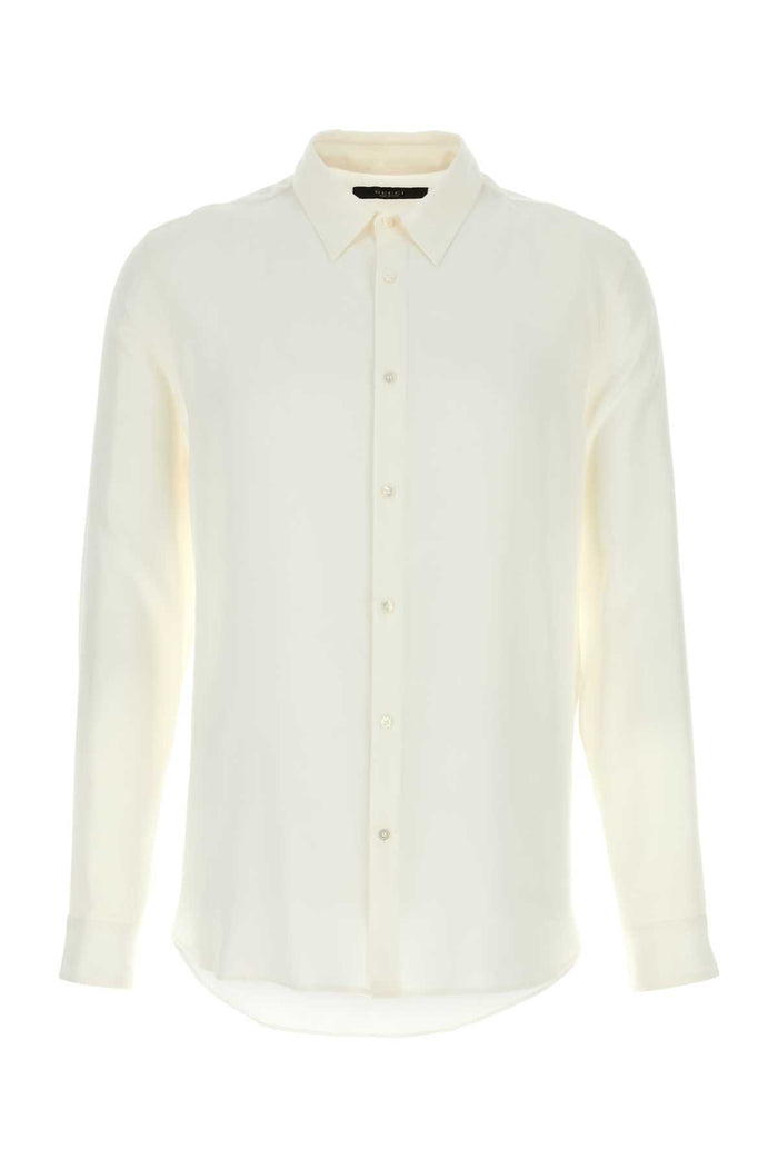 White Crepe Shirt Silk Camicie