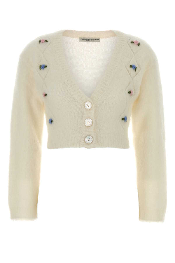 Alessandra Rich Mohair 50% Mohair 32% Nylon 18% Wool cardigan in ivory