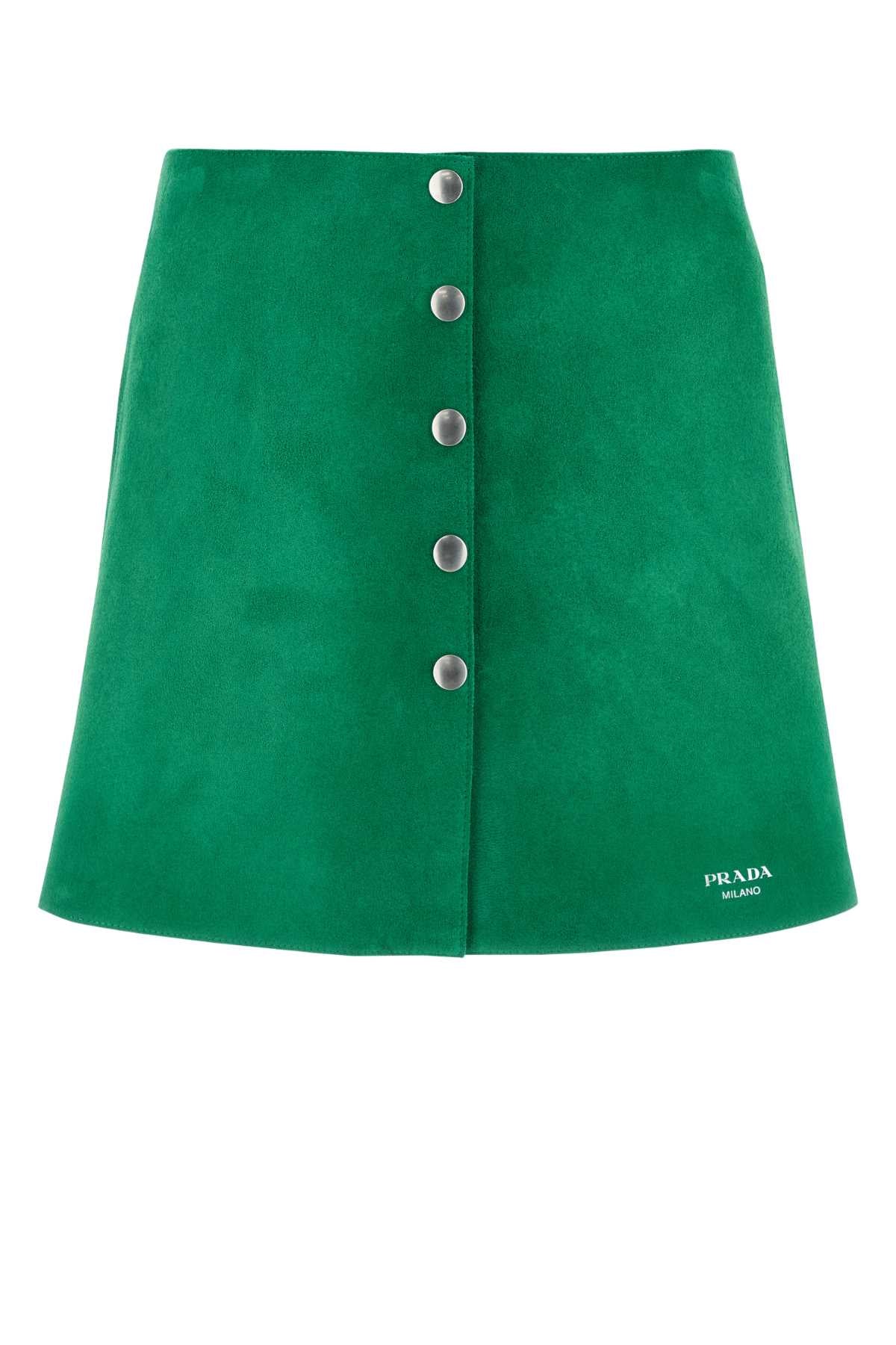 Grass Green Suede Mini Skirt Mango Exterior: Ovine Leather Gonne