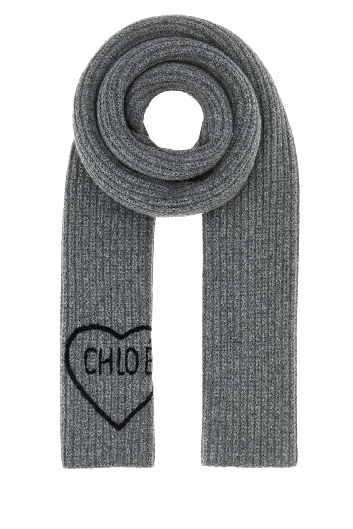 Grey Wool Chloã© Encoeur Scarf Divinegrey Exterior: Cashmere Sciarpe E Foulard