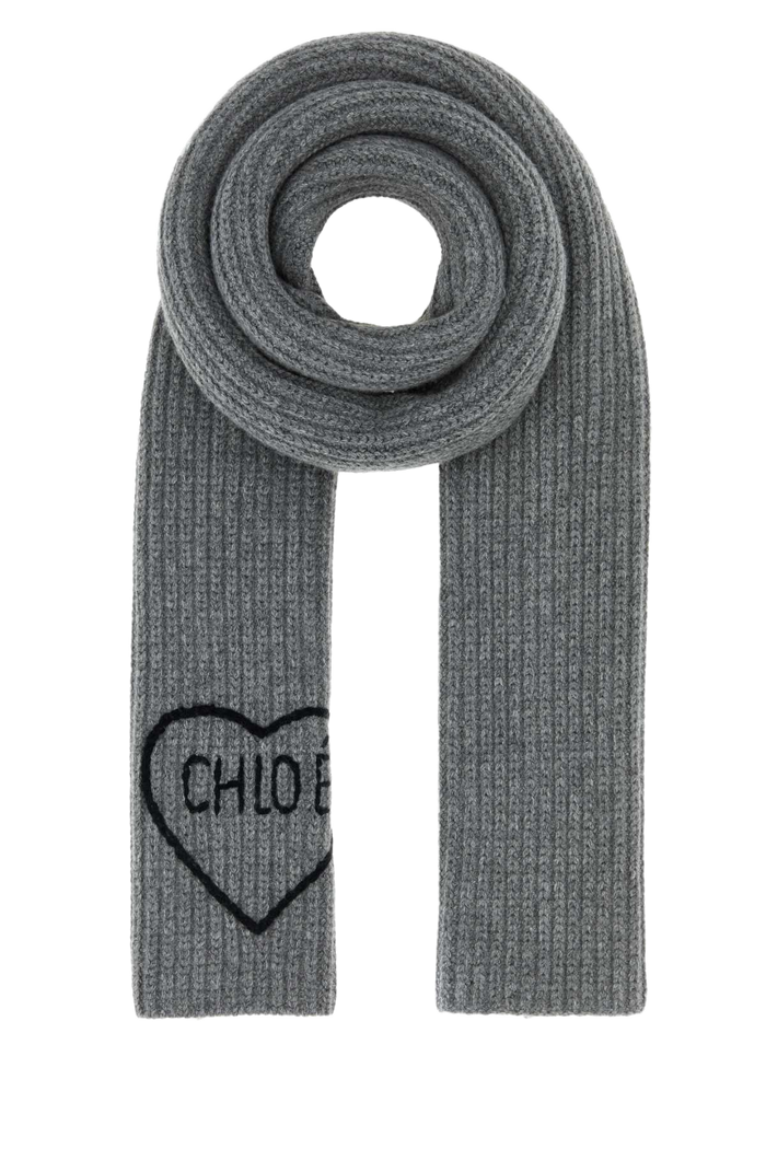 Grey Wool Chloã© Encoeur Scarf Divinegrey Exterior: Cashmere Sciarpe E Foulard