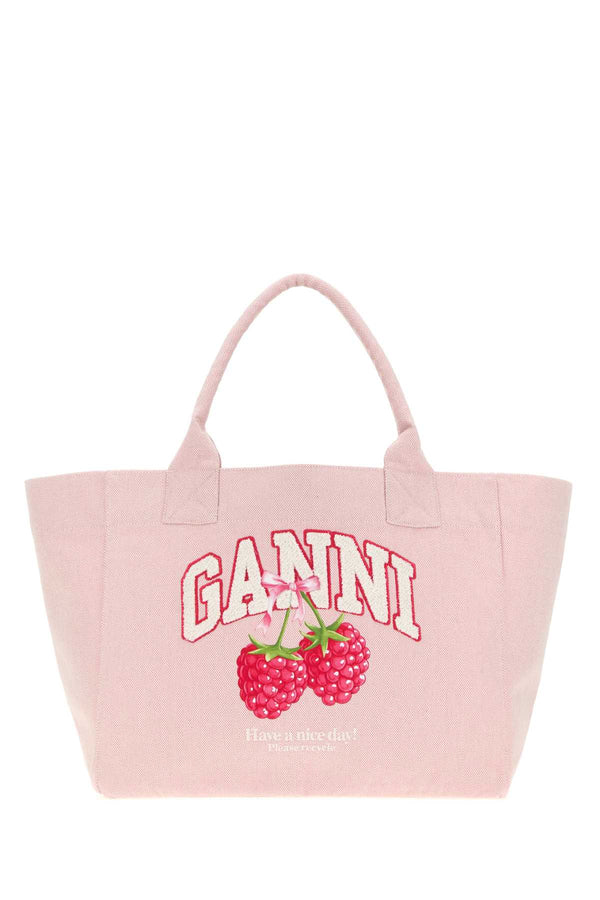 Ganni Trapeze 100% Fabric tote bag in pink