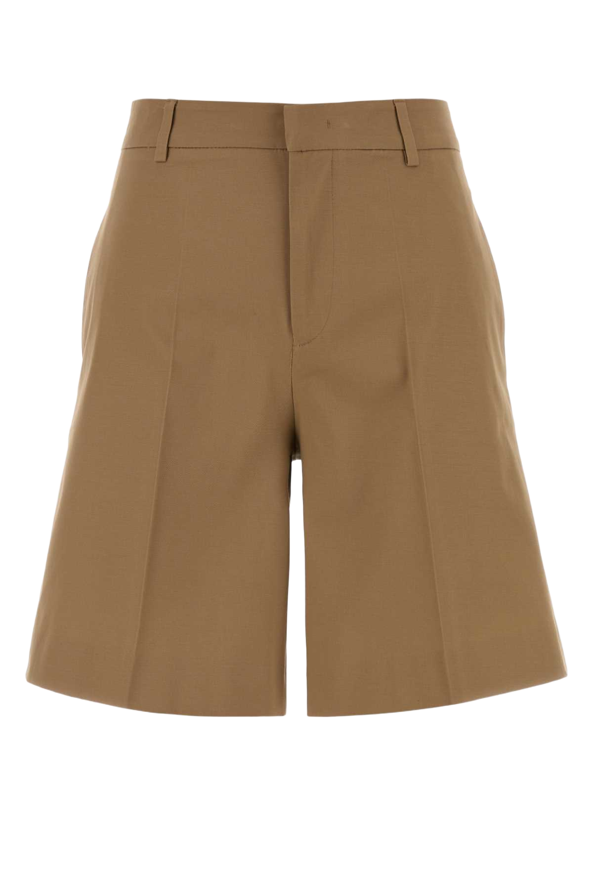Camel Stretch Cotton Bermuda Shorts Biscotto Exterior: Elastane