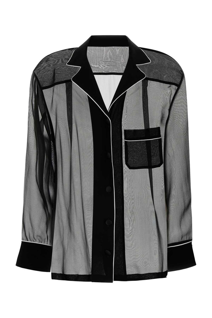 Black Chiffon Shirt Nero Exterior: Silk Camicie