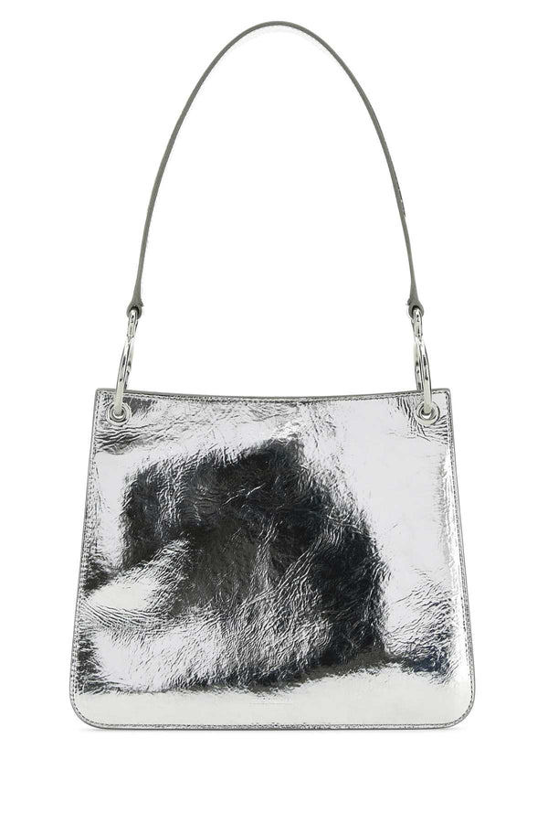 Jil Sander Exterior: 100% Ovine leather; Lining: 100% Leather; Finishing: Silver metal shoulder bag in silver