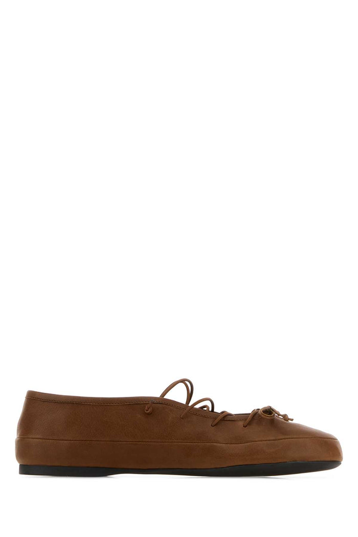 Brown Leather Ballerinas Rovere Ballerine