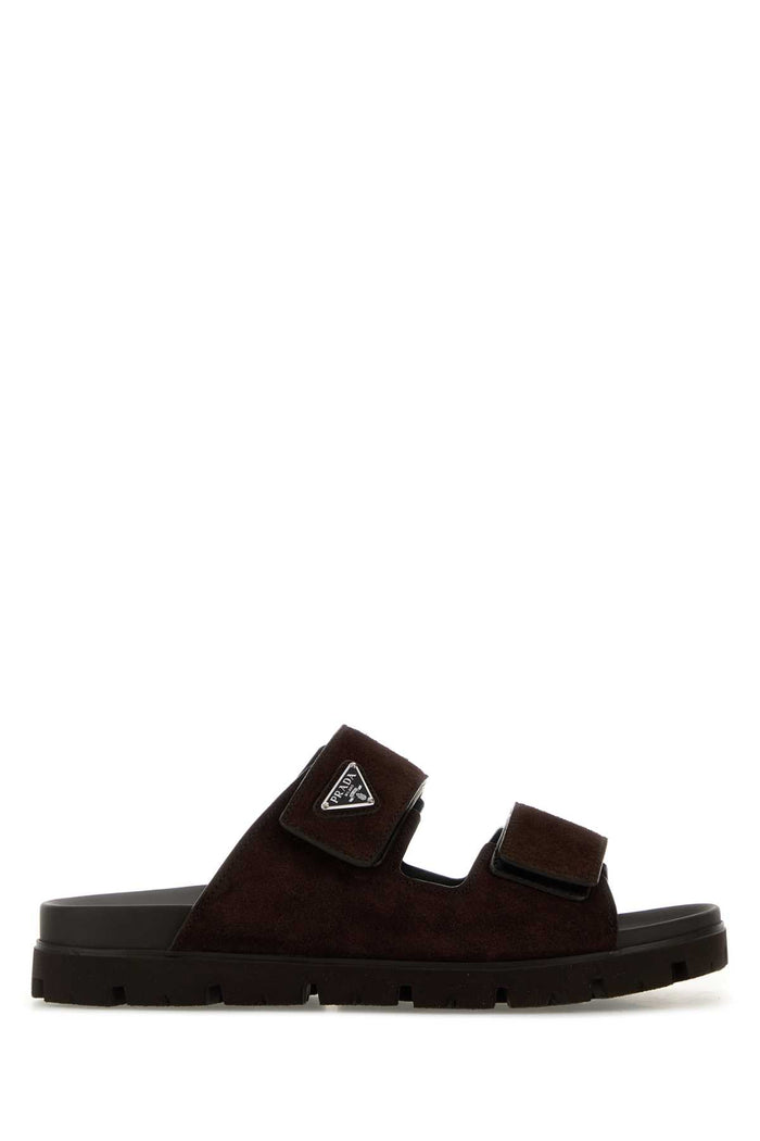 Dark Brown Suede Slippers Moro