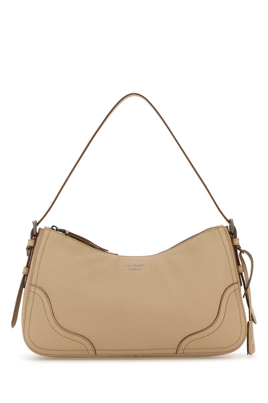 Prada Exterior: 100% Deer; Lining: 100% Fabric; Finishing: Ruthenium shoulder bag in beige