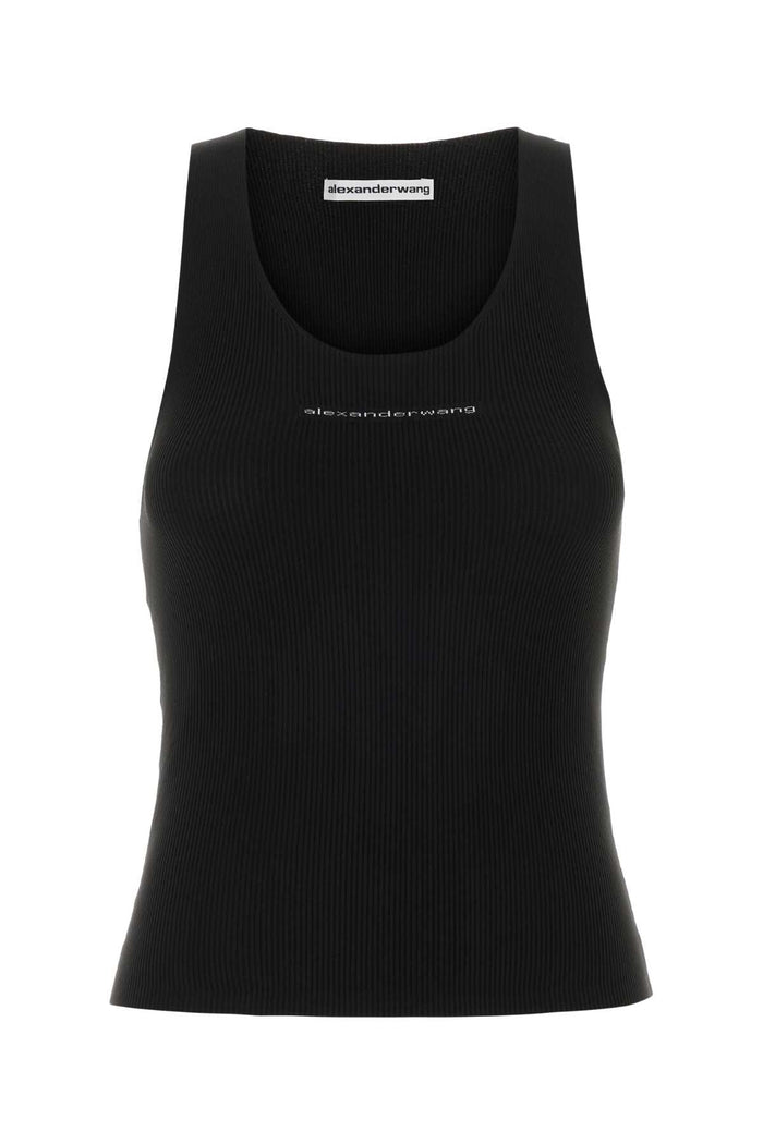 Black Stretch Nylon Tank Top Exterior: Elastane Maglie