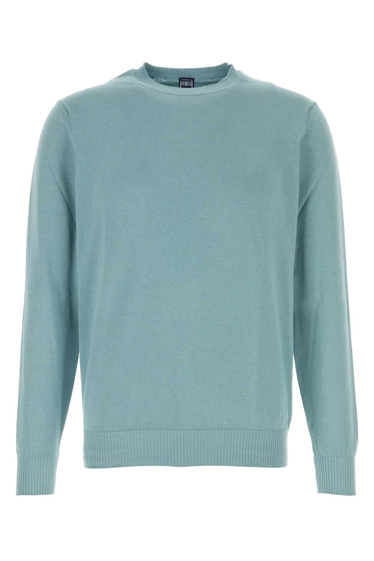 Light-Blue Cotton Sweater Cartadazucchero Exterior: Maglieria