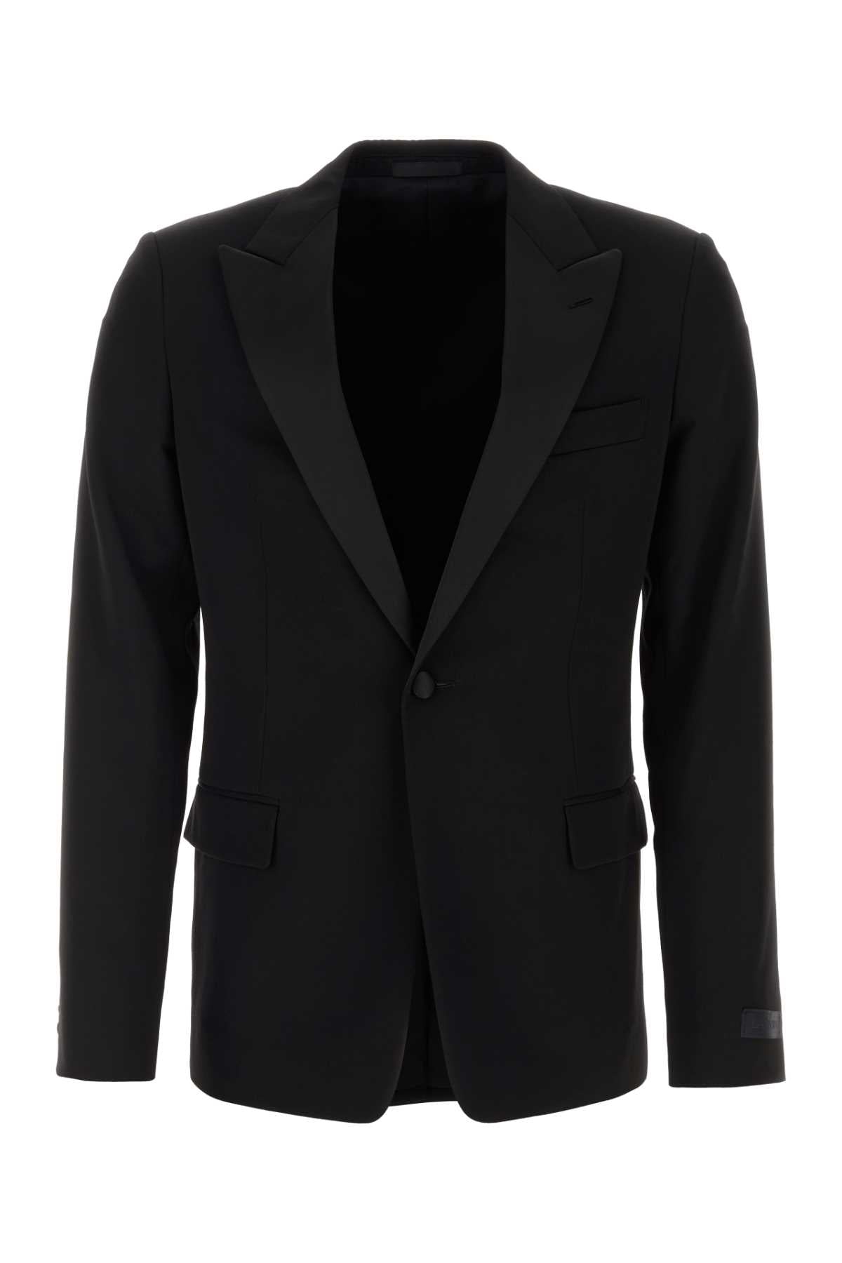 Black Wool Blazer Exterior: Giacche E Gilet