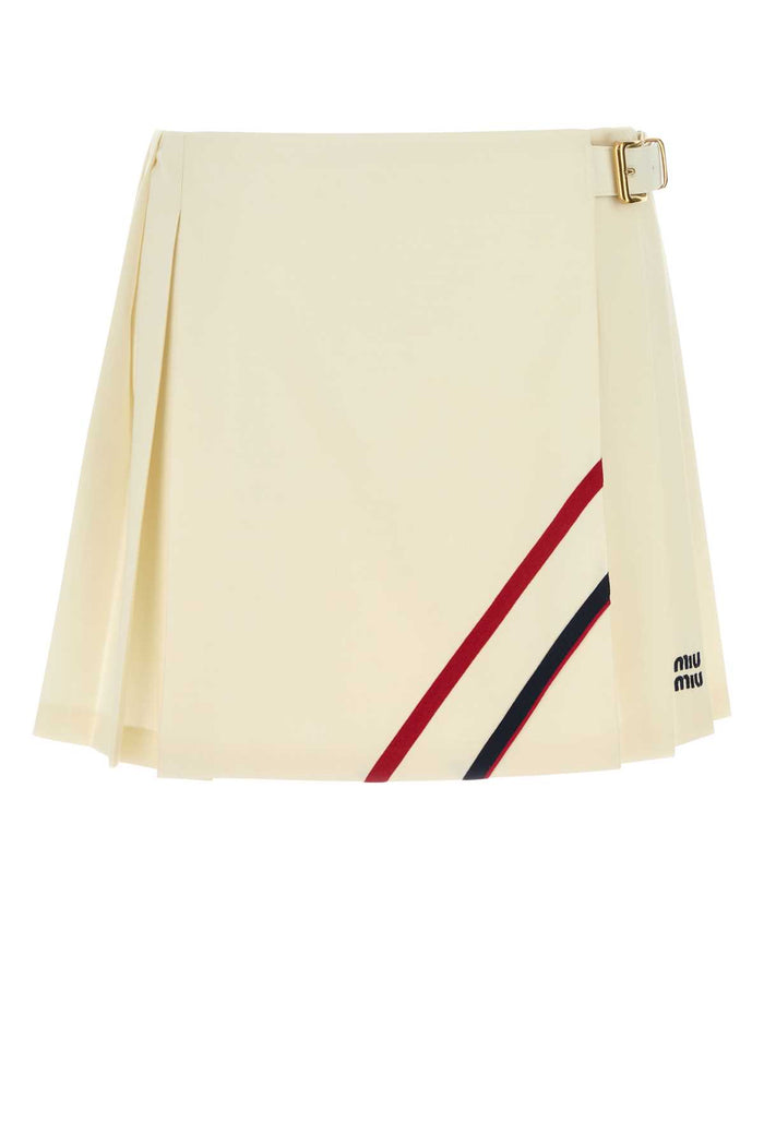 Cream Canvas Mini Skirt Naturale Exterior: Virgin Wool Mohair Gonne