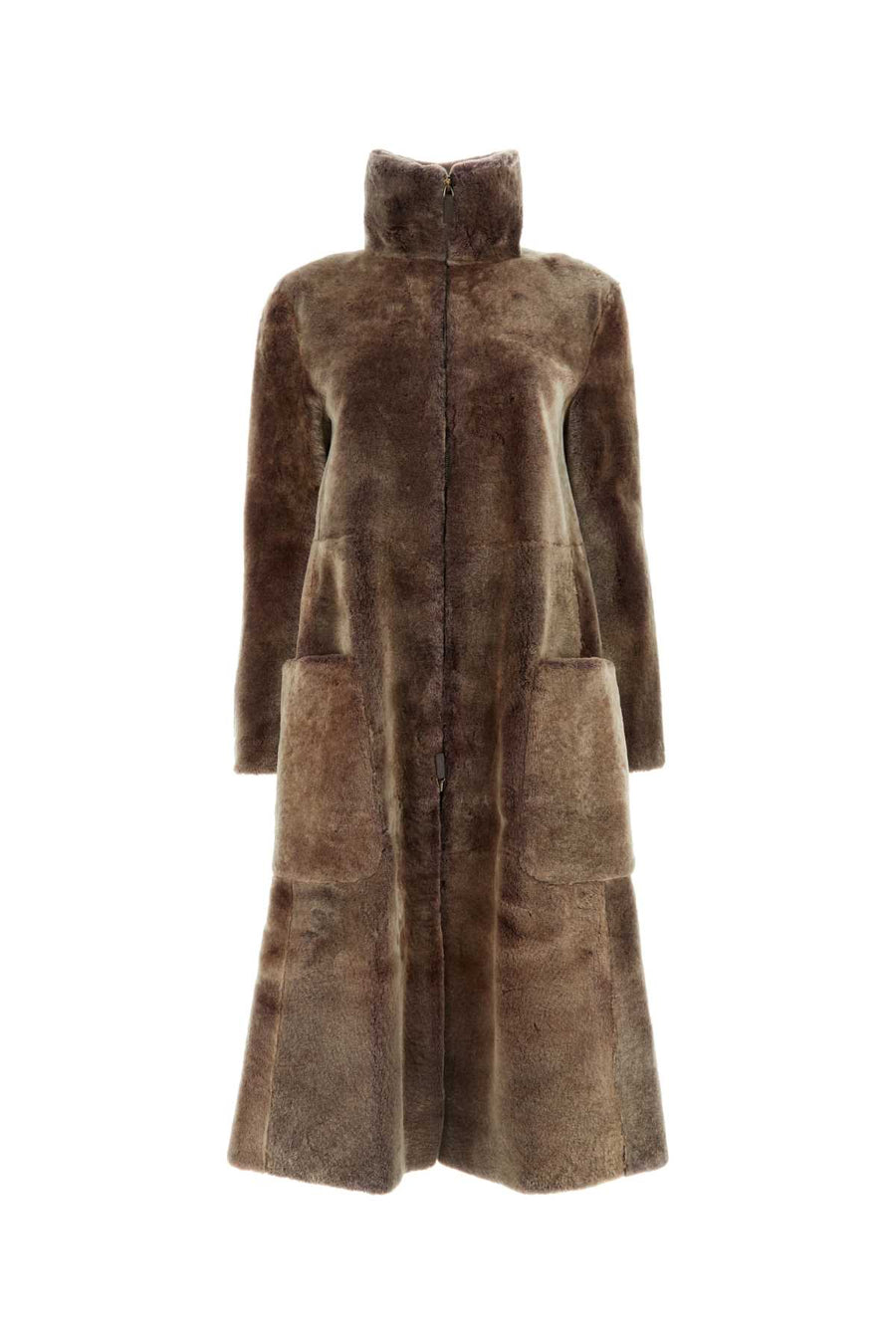 Giorgio Armani Exterior: 100% Shearling; Lining: 100% Silk coat in brown