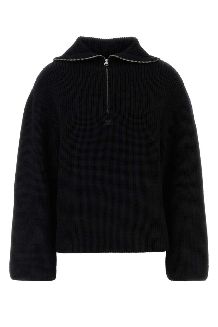 Black Wool Oversize Sweater Exterior: Merino Maglieria