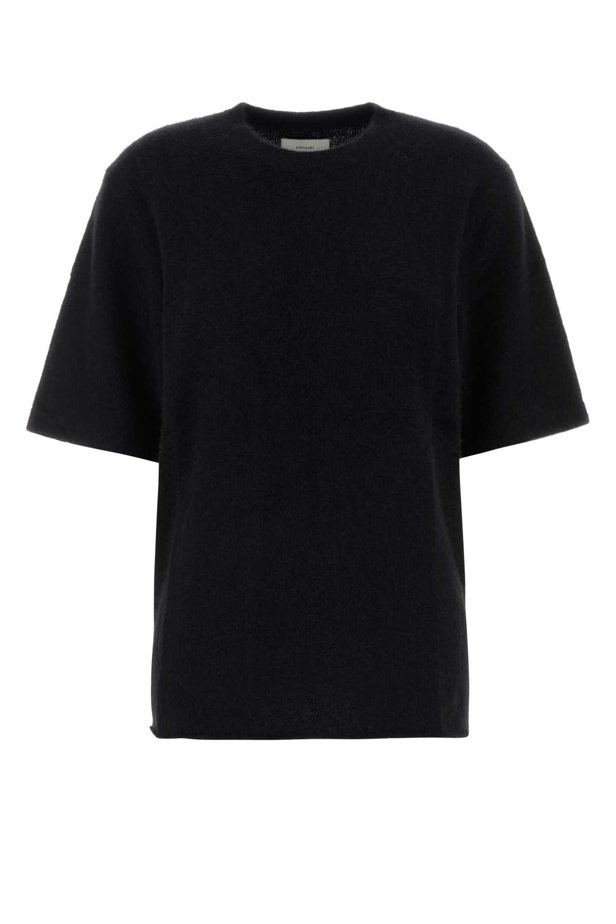 Black Wool Blend Raven Sweater Exterior: Yak Nylon Maglieria