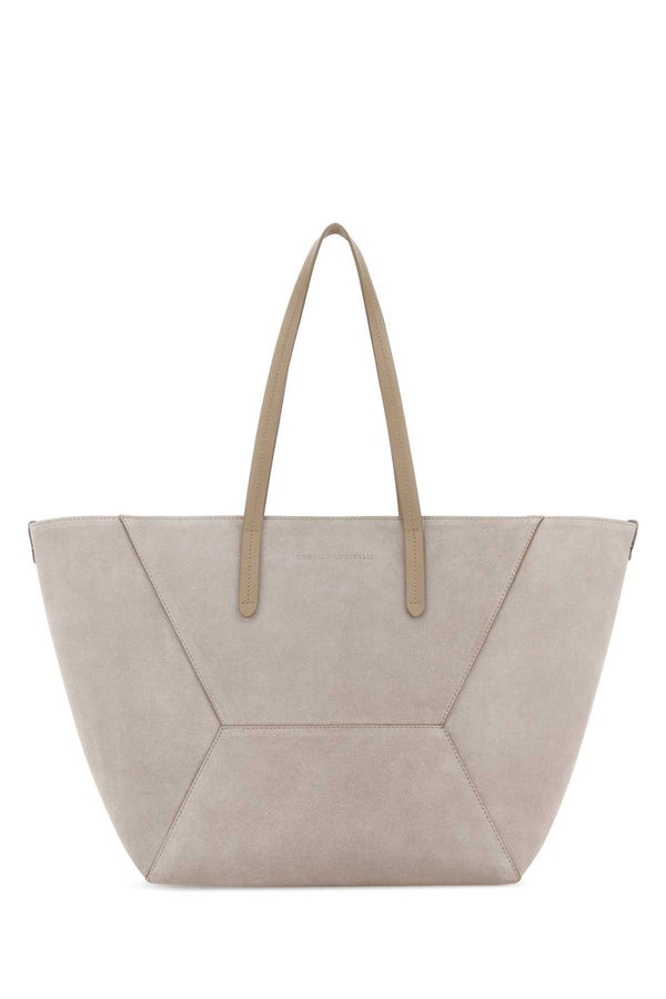 Brunello Cucinelli Exterior: 100% Suede tote bag in beige