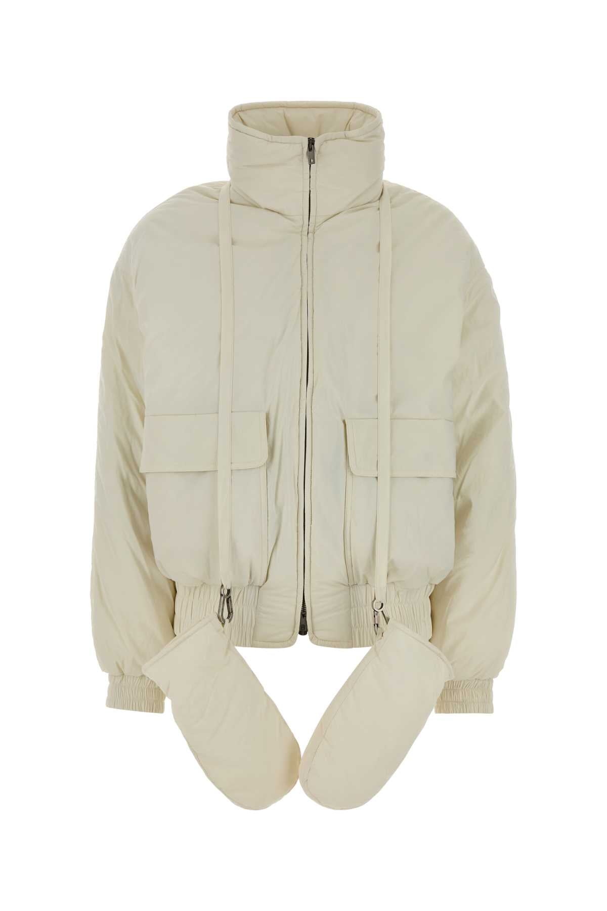 Ivory Nylon Padded Jacket Antiquewhite Giubbini