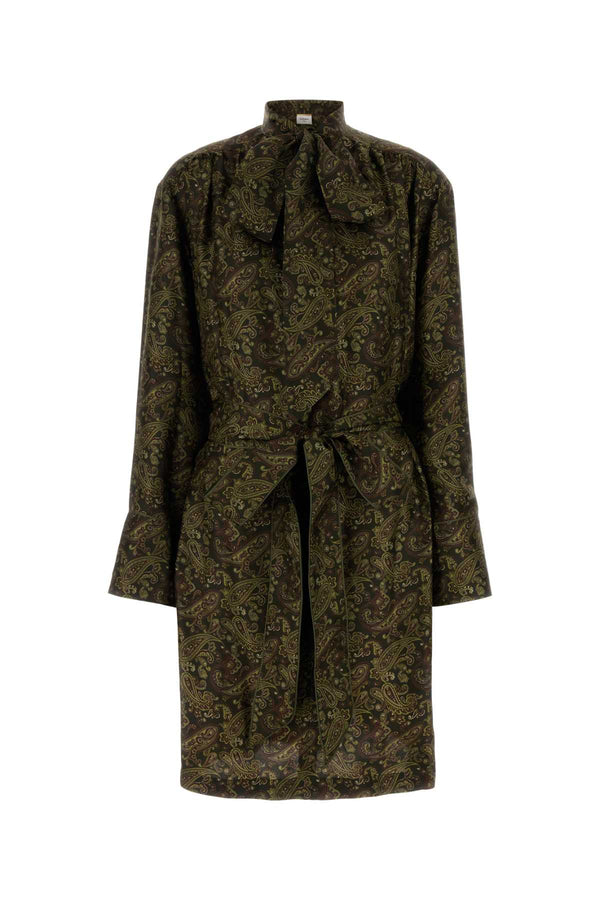 Saint Laurent 100% Silk dress in green