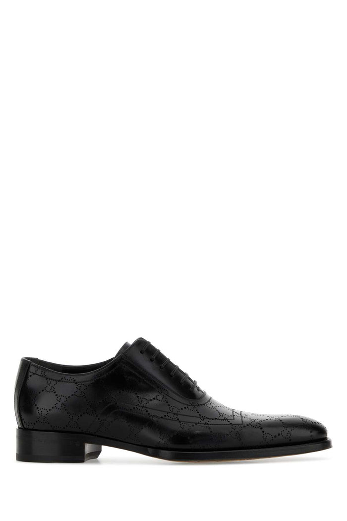 Black Leather Lace-Up Shoes Scarpe Stringate