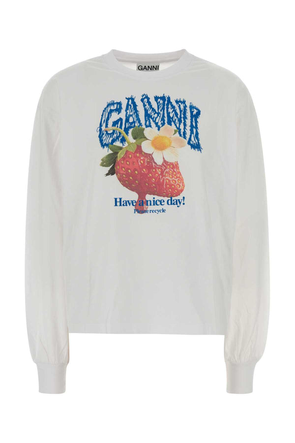 Ganni Cotton 100% Organic Cotton sweatshirt in white