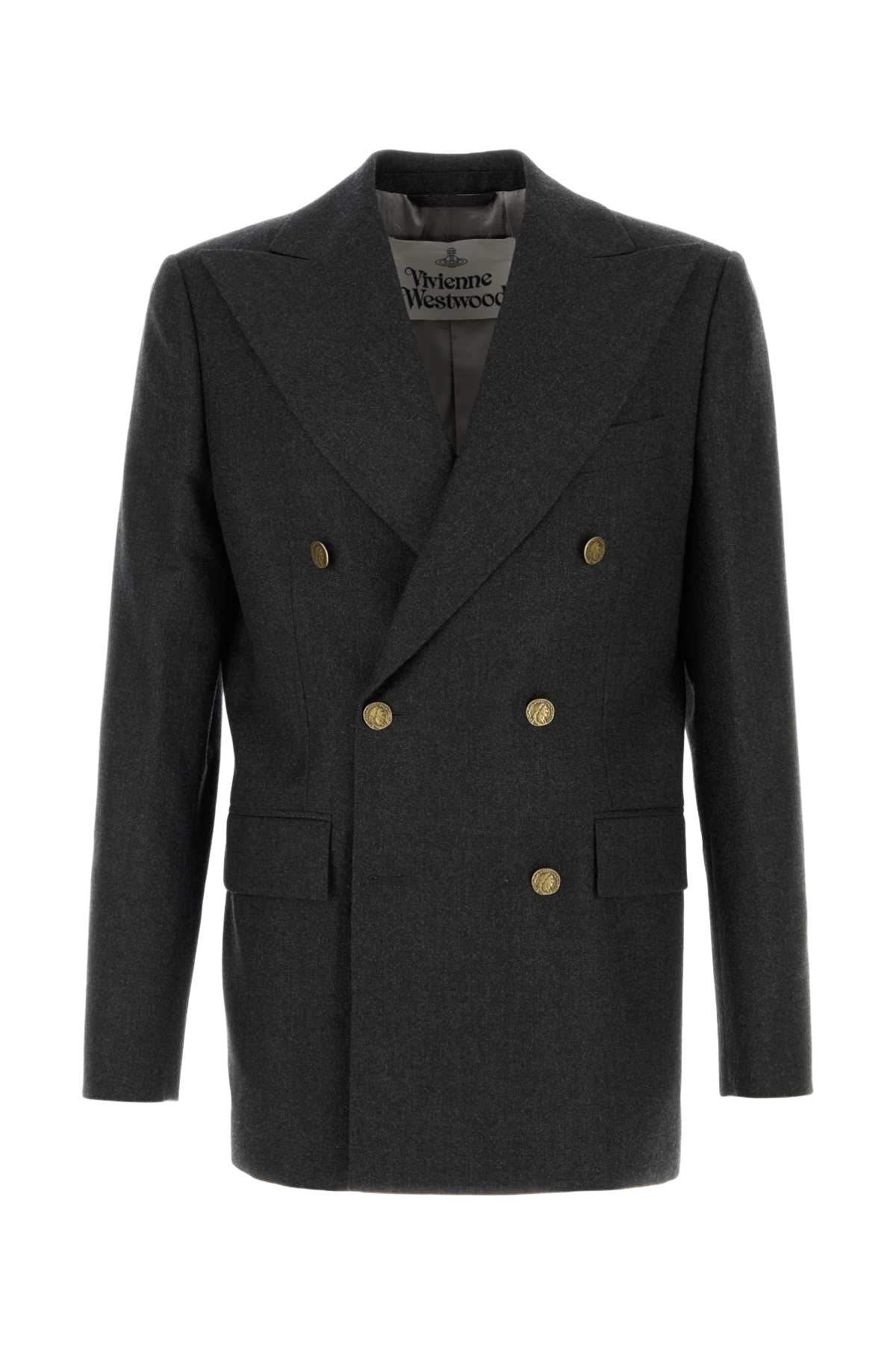 Charcoal Wool Blend Captain Blazer Giacche E Gilet