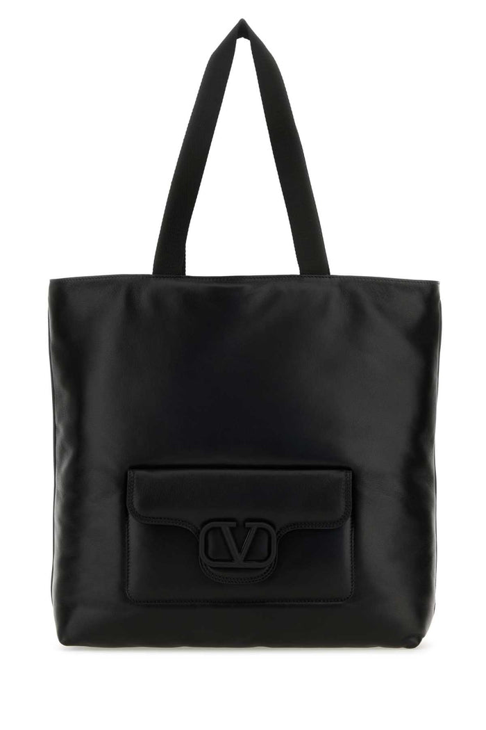 Black Nappa Leather Valentino Garavani Noir Shopping Bag Nero Borse A Mano
