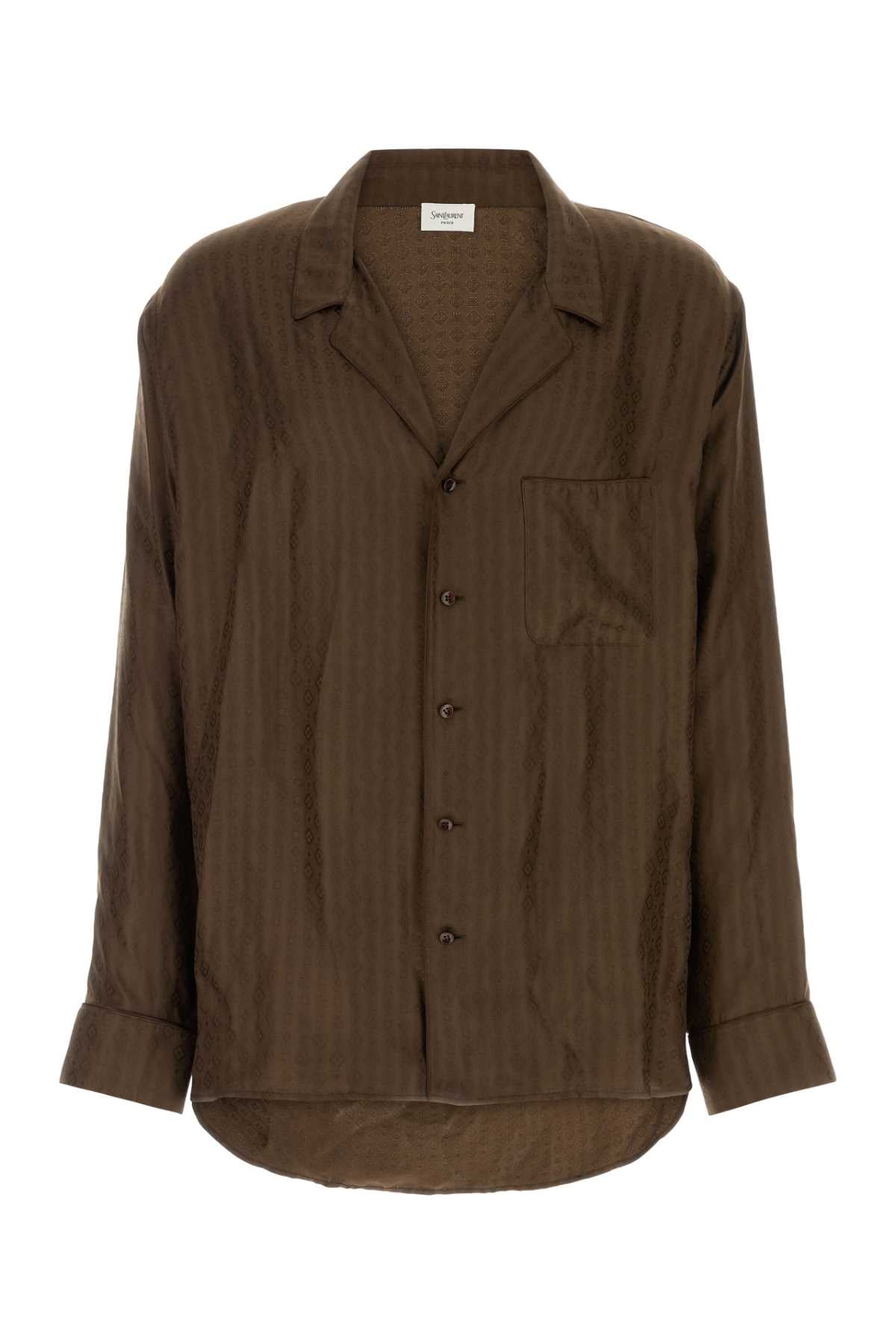 Brown Silk Shirt Taupe Exterior: Camicie