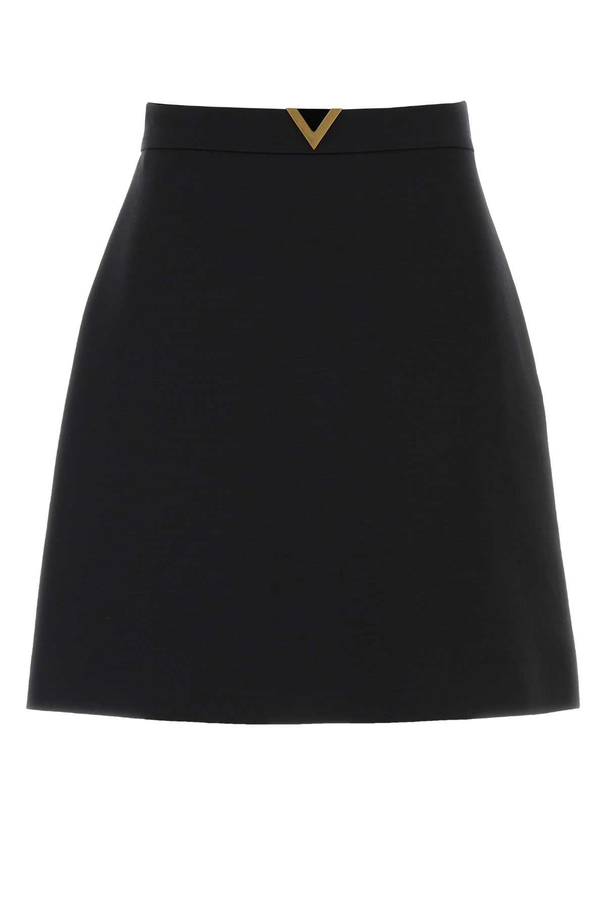 Black Crepe Couture Mini Skirt Nero Virgin Wool Silk Gonne