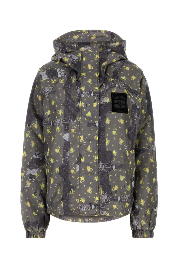 Printed Nylon Jacket Blacksand Exterior: Lining: Giubbini