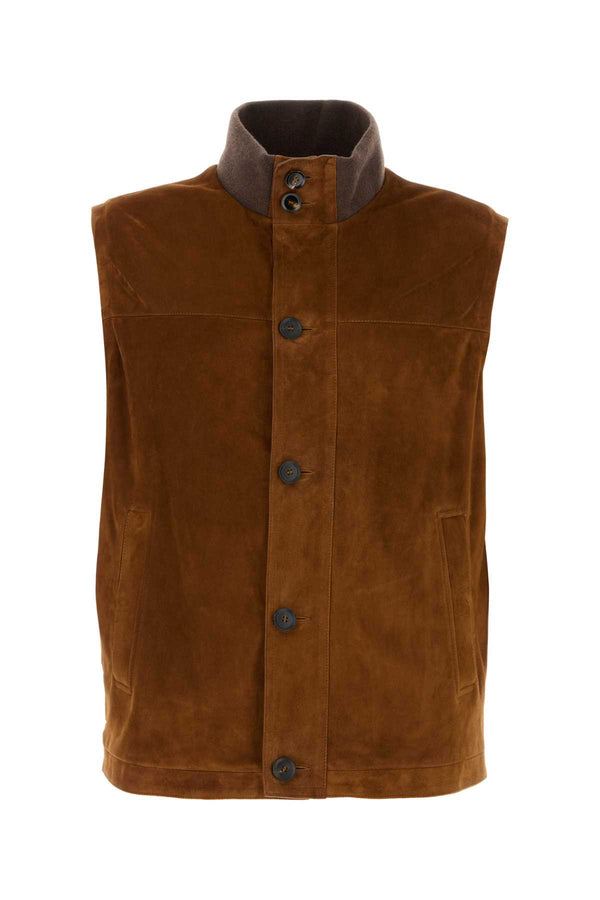 Brioni Suede vest in brown