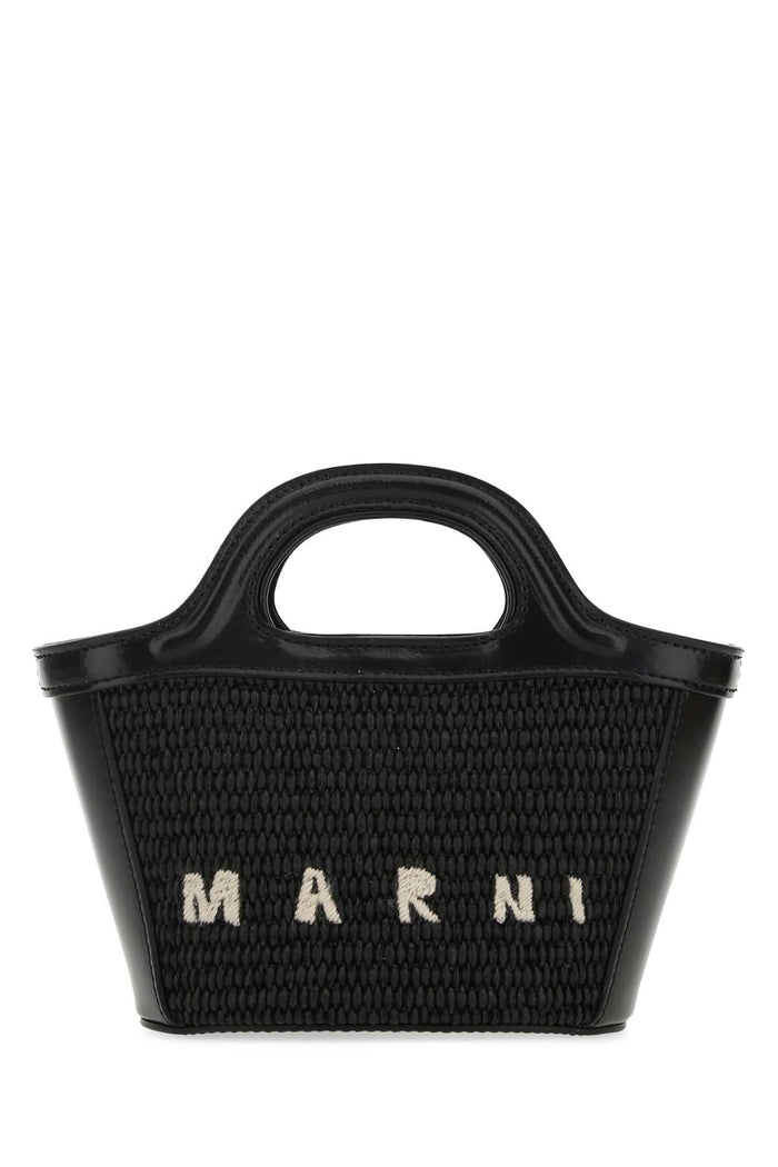 Black Leather And Straw Micro Tropicalia Summer Handbag 00n99 Borse A Mano