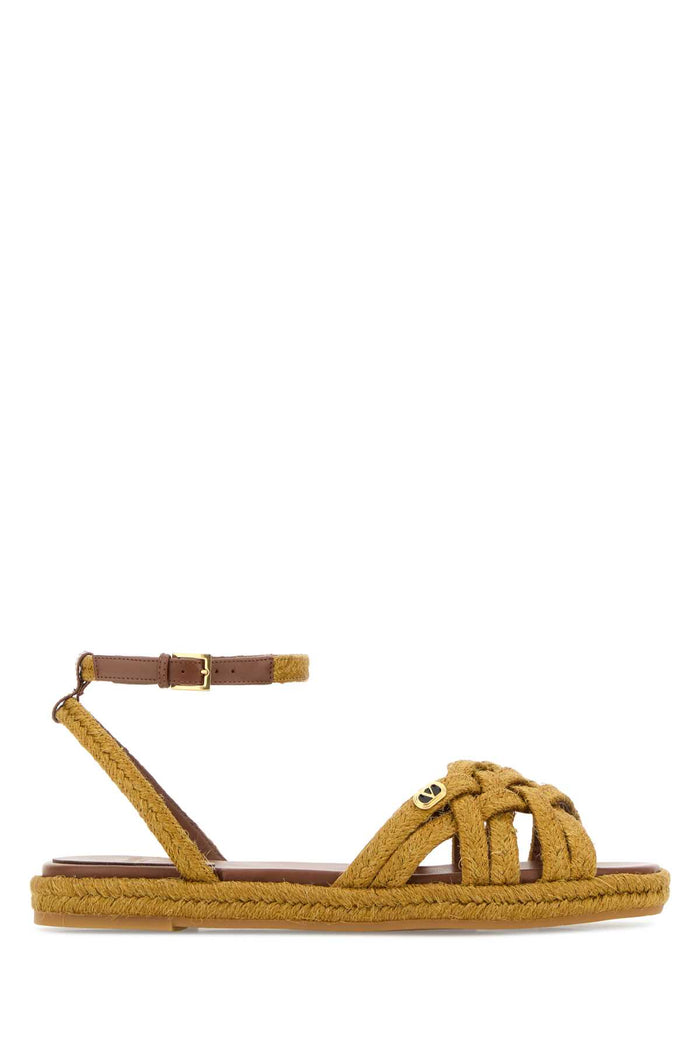 Mustard Raffia Vlogo Signature Sandals Senapetobacco Jute Sandali